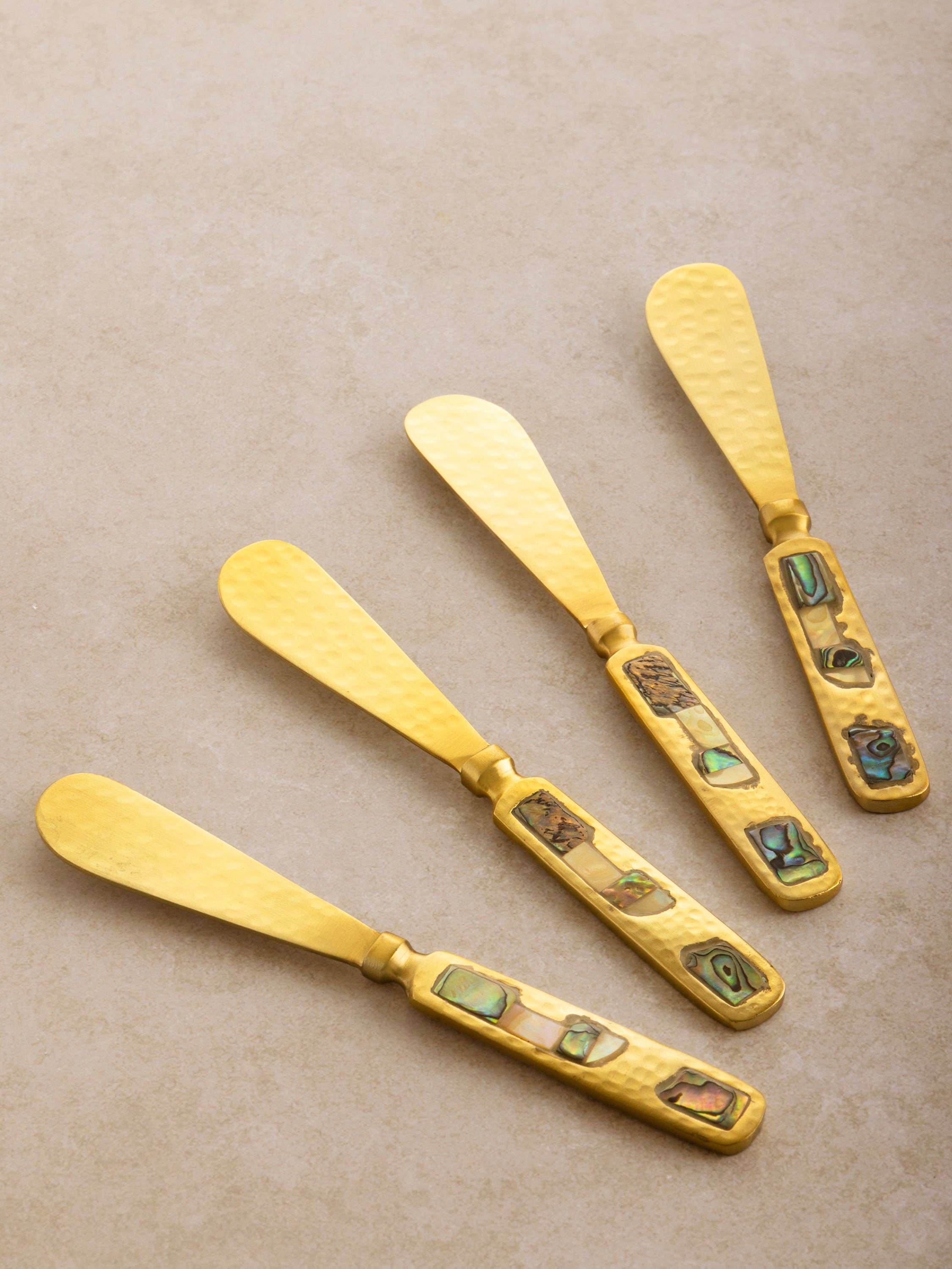 GAURI KOHLI - Wholesale Table Knife - Sisley Gold Butter Knives with Mother-of-Pearl · Set of 40