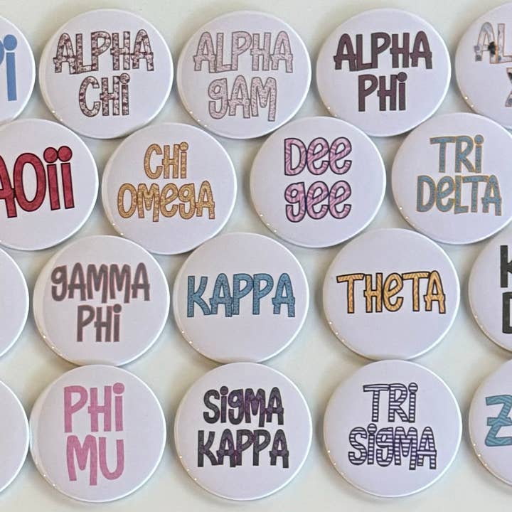 Buttongirl99 - Wholesale Lapel Pin/Button - Sorority 3" Button - White Filled5