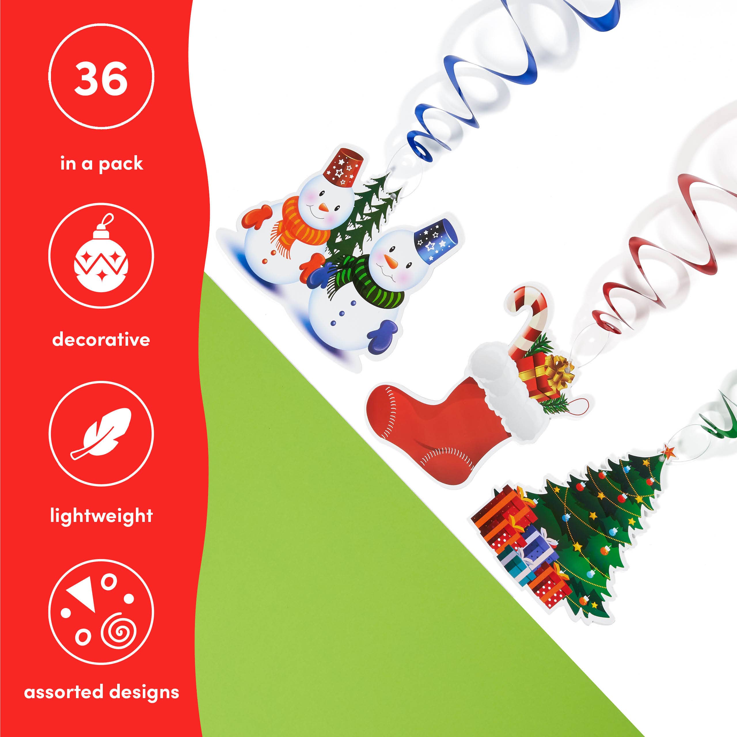 The Twiddlers – wholesale Christmas decoration – 36 Christmas Ceiling Decorations 115cm / 4ft -3