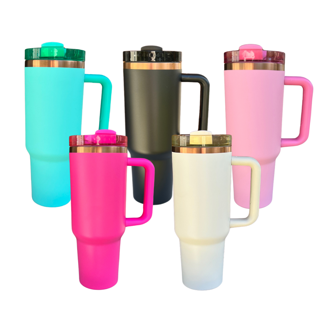 Sublimation Kings of Florida - Wholesale Insulated Mug/Tumbler - 40oz Colored Copper Tumbler with Handle | Powder Coated5