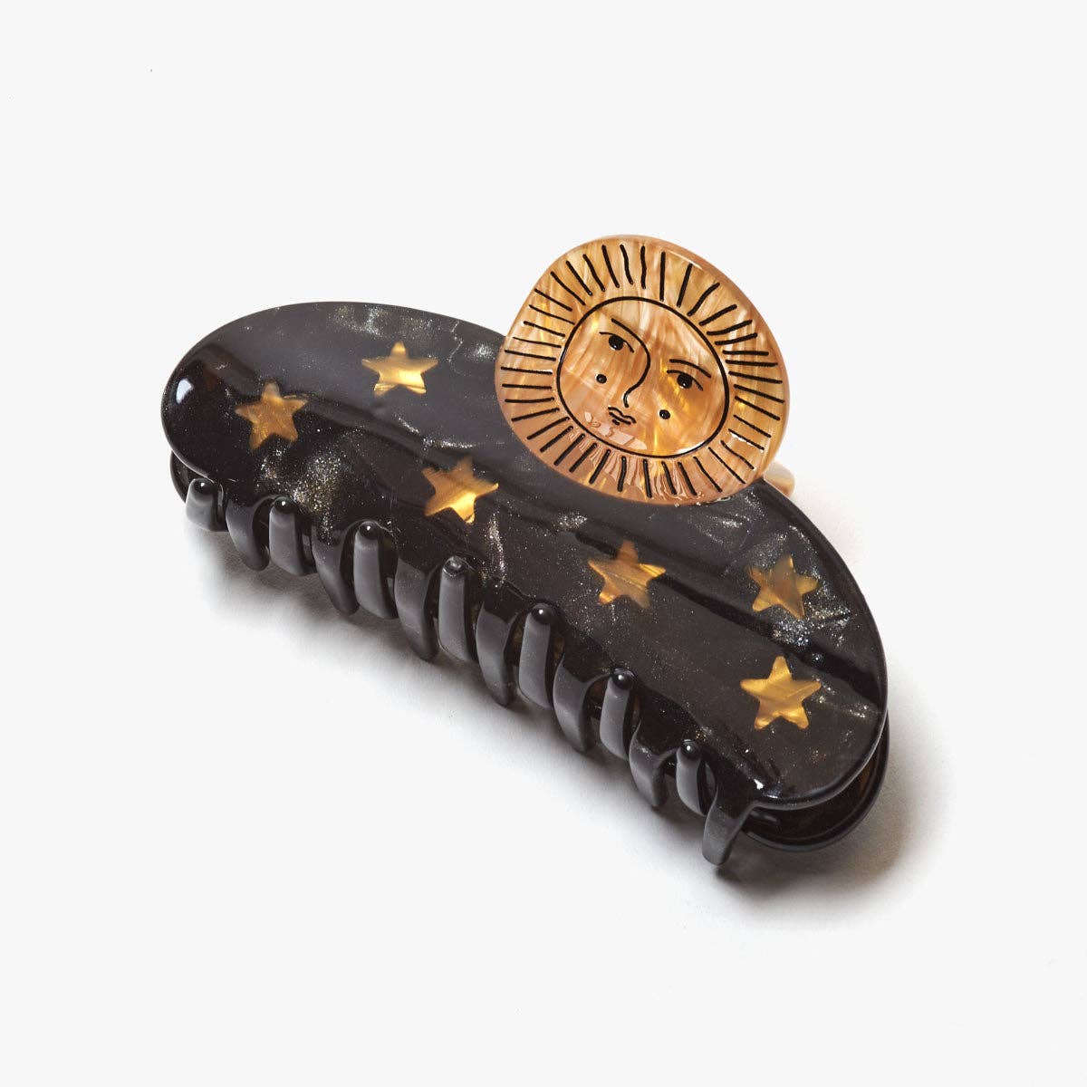 WINONA IRENE - Wholesale Hair Clip - Women's - Sun and Stars Astrology Hair Claw in Gold and Black Acetate7