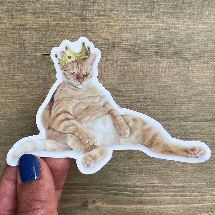 King of Naps Orange Cat STICKER for wholesale by Amy Rose Moore Illustration