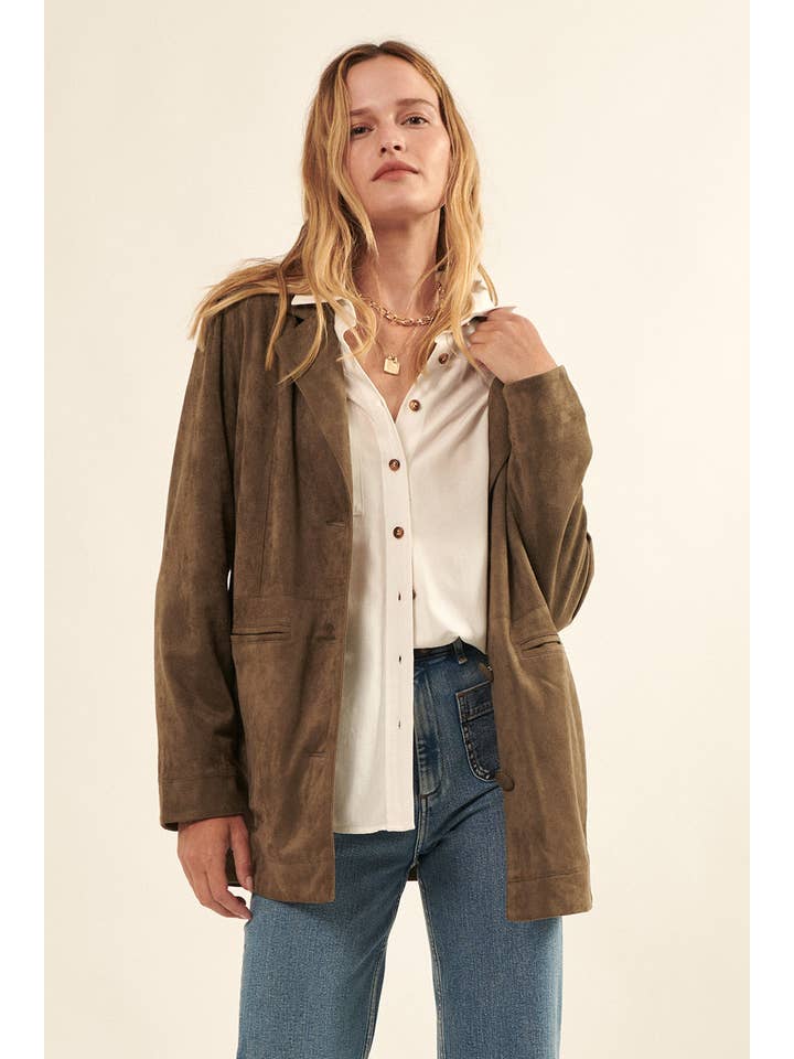 Promesa USA - Wholesale Jacket - Women's - Woven Lapel Collar Button Front Pocket Jacket