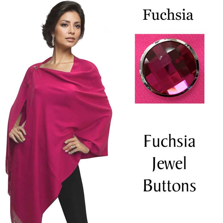 The Magic Scarf Company - Wholesale Poncho – Women's - 534 - Cashmere Feel Button Poncho/Shawls/Jeweled9