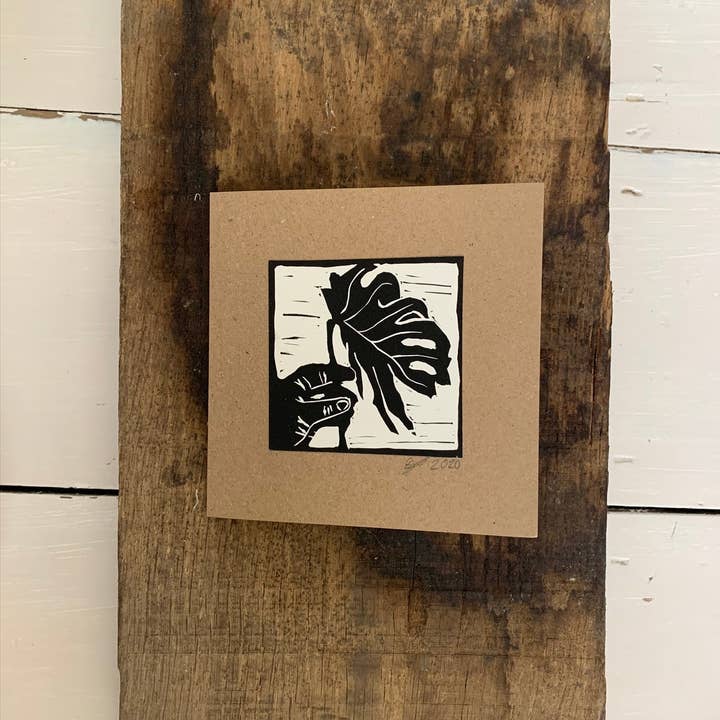 Queso Plant in Hand//Tarjeta impresa a mano para venta al por mayor de Bouclé