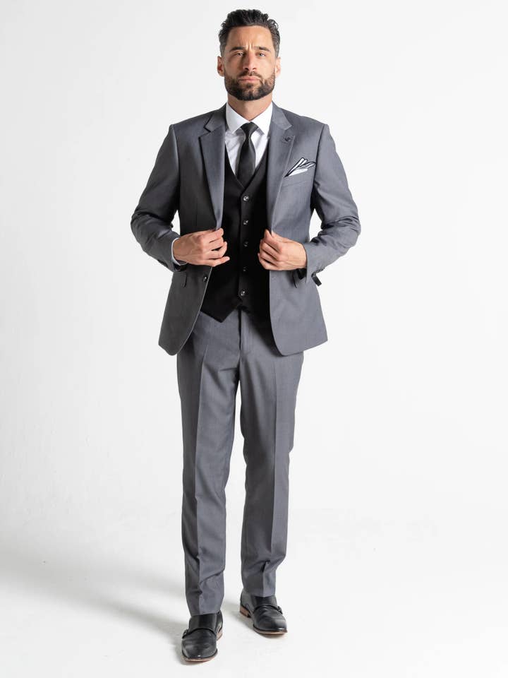 Charlie - Grey Jacket With Black Waistcoat for wholesale by V2 classic