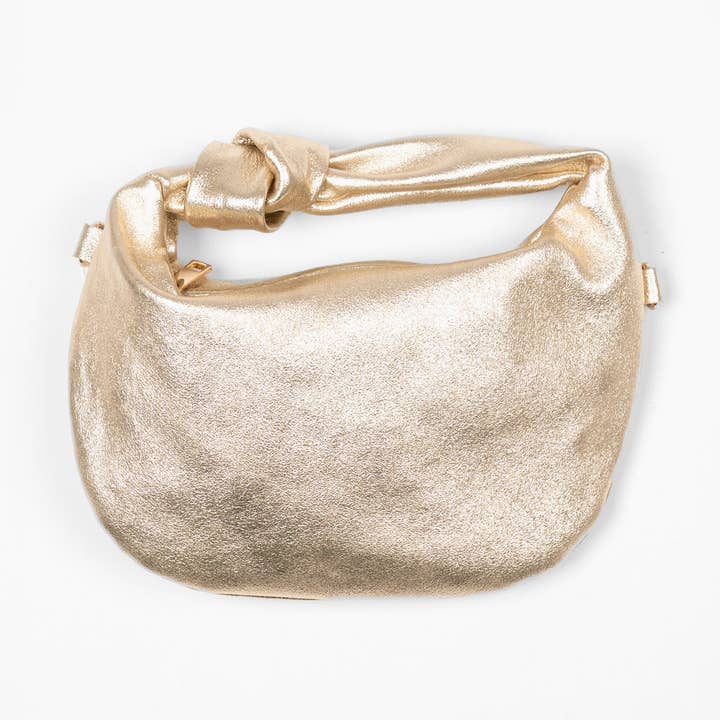 Colby Gold Metallic Italian Leather Small Hobo Bag for wholesale by Sarta Pelle
