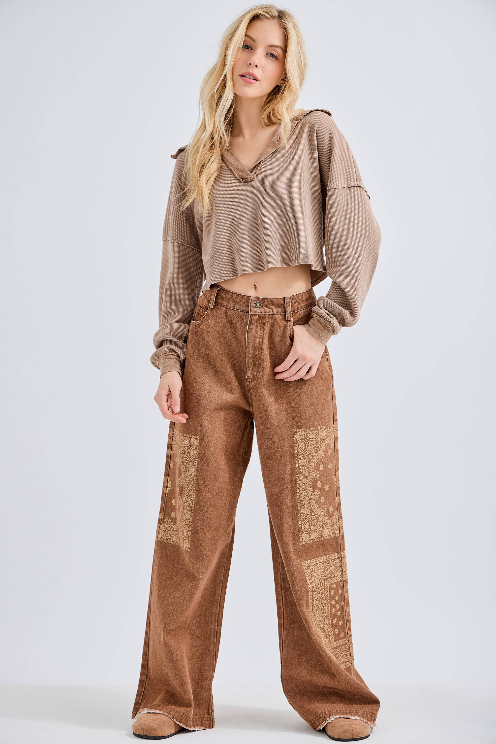 J.Her - Wholesale Jeans - Women's - Bandana Printed Boho Magic Stretchy Jeans DC53710