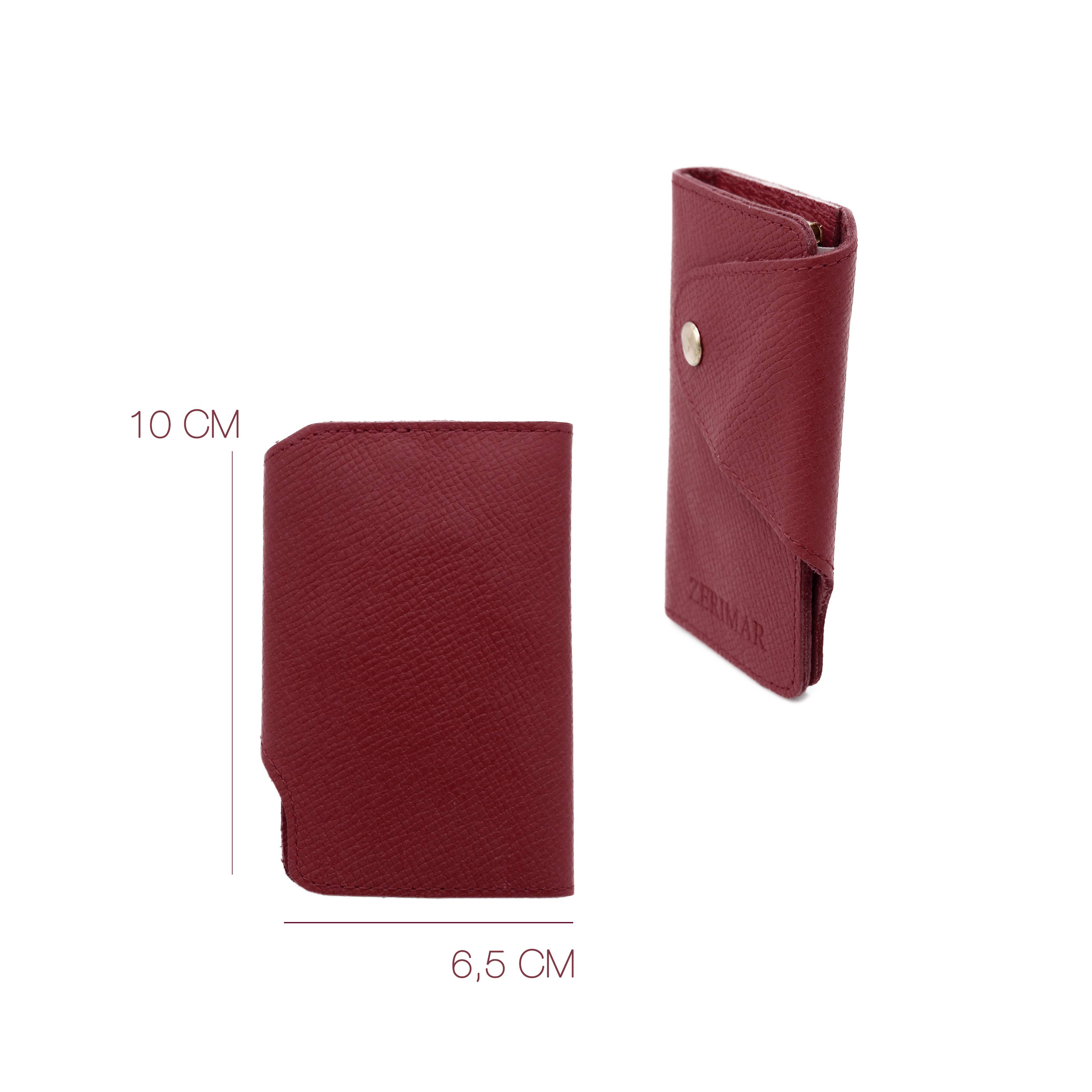 Burdeos Zerimar 100% Leather keychain wallet Measurements: 10x6,5 for wholesale on Faire1