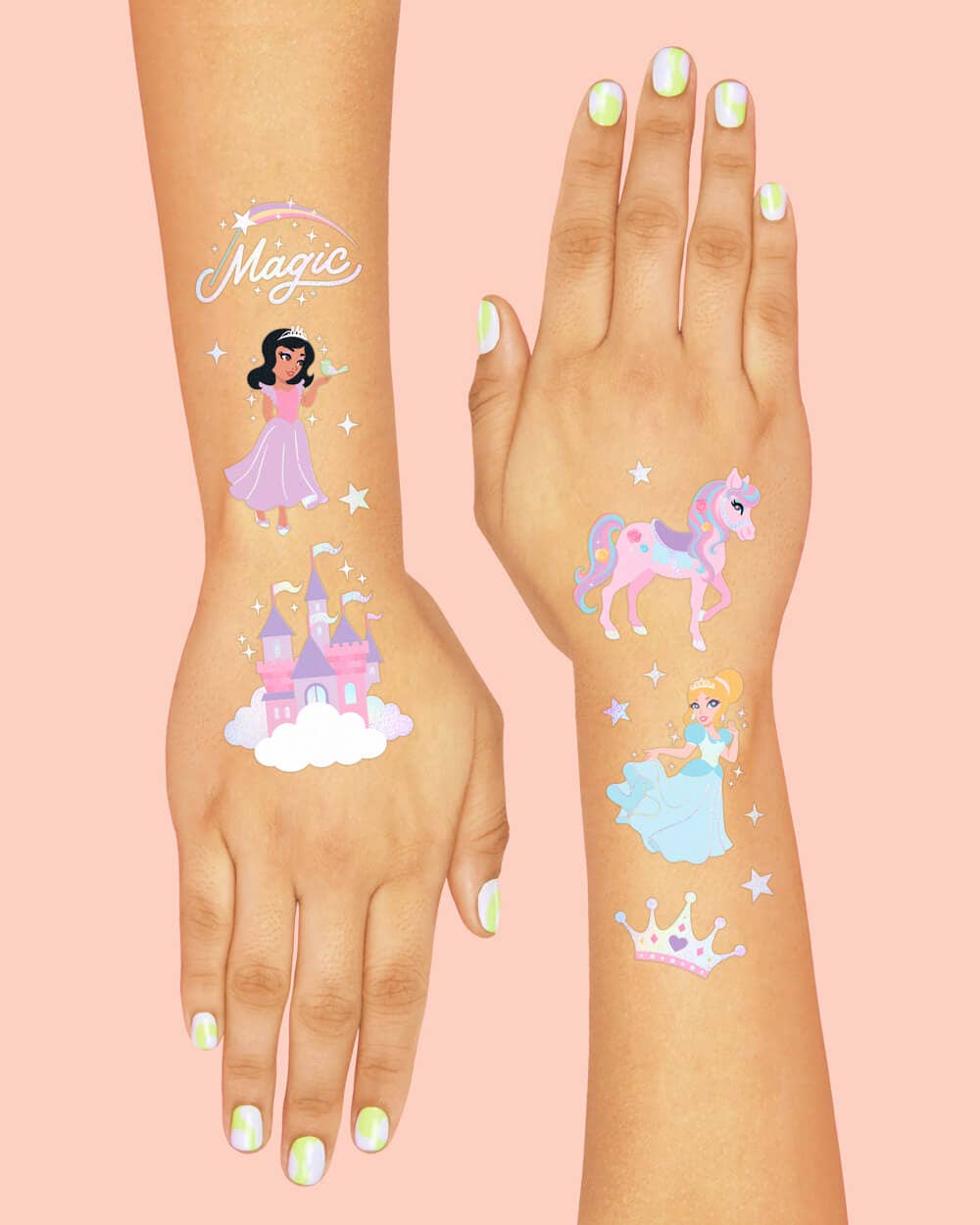 Petit Fetti - Wholesale Temporary Tattoo - Kids - Pastel Princess Party Foil Kids Temporary Tattoos,Bday Favor3