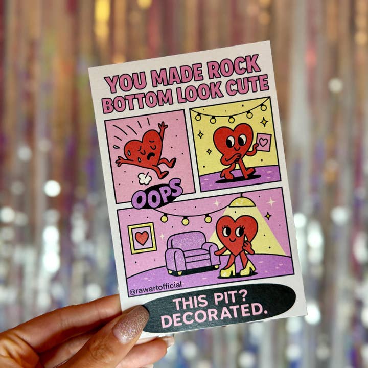 Cartão de Encorajamento Divertido: Humor no Fundo do Poço - Papelaria de Vibrações Descontroladas por atacado de Hot Mess Paper Co.