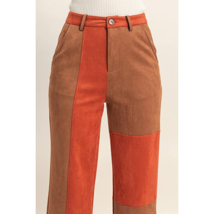 HYFVE - Wholesale Pants - Women's - Faux Suede Color Block Pants5