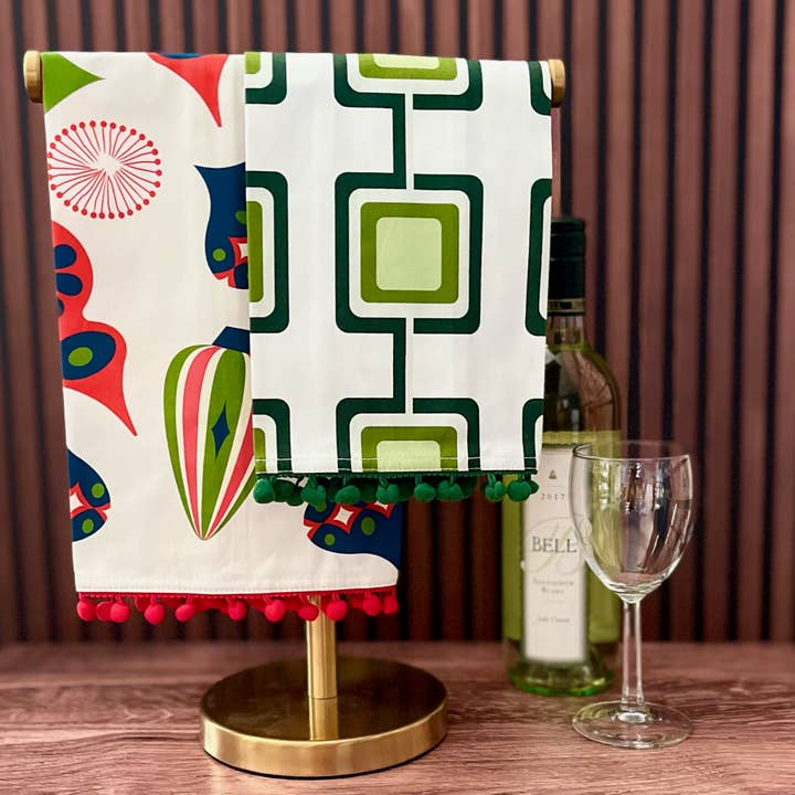 Mod Lounge Paper Company - Vente Torchons - Torchon à vaisselle Retro Ornements avec bordure3