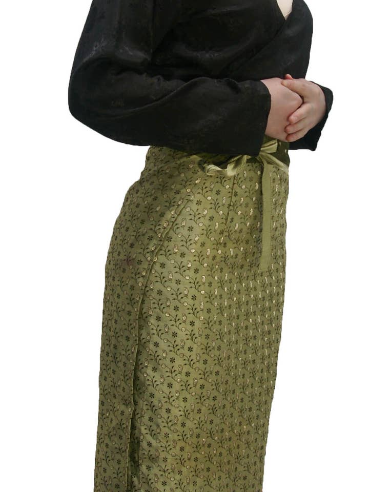 Falda cruzada de brocado de seda recta para venta al por mayor de KASHI INC