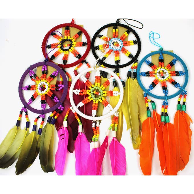 Western Counties Wholesale - Wholesale Dream Catcher - 3 Inch Coloured Suede Star Beaded Dream Catcher