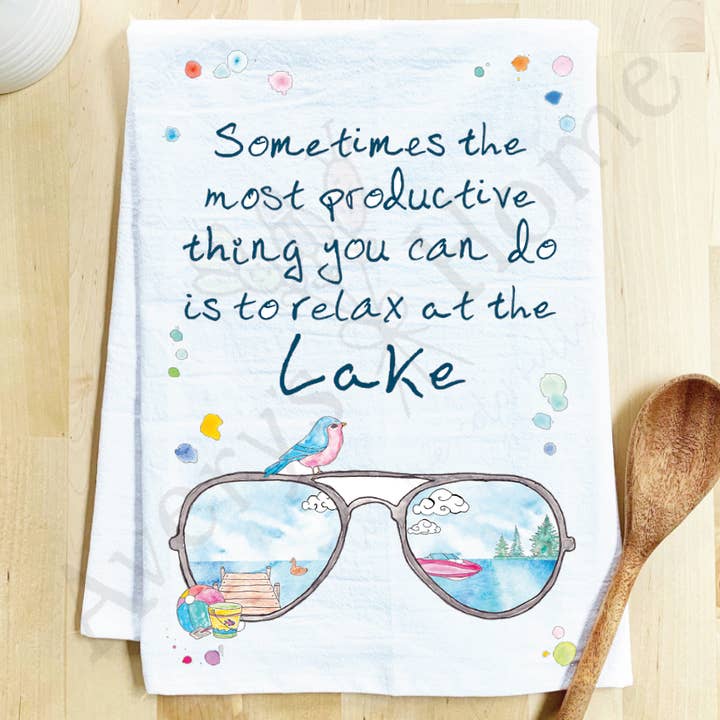 Sunglasses Relax...Lake / River Customizable Tea Towel for wholesale by Avery's Home