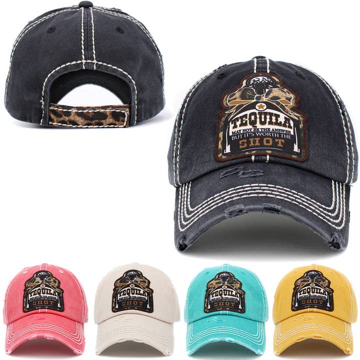 Tequila Shot Washed Vintage Ballcap for wholesale by KBETHOS