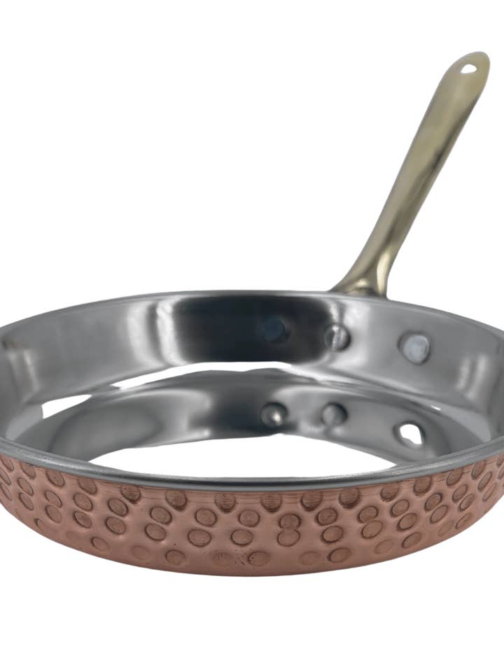 Padella in rame rosso martellato fatta a mano con nucleo in acciaio inossidabile - 5,6 pollici per la vendita all'ingrosso da parte di Duke's Gourmet