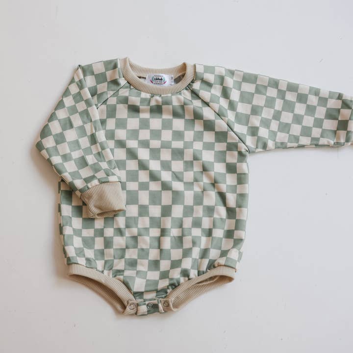 Celebrate Your Tribe - Wholesale Bodysuit (Non-Footed) - Baby - Wavy Check Long Sleeve Romper2