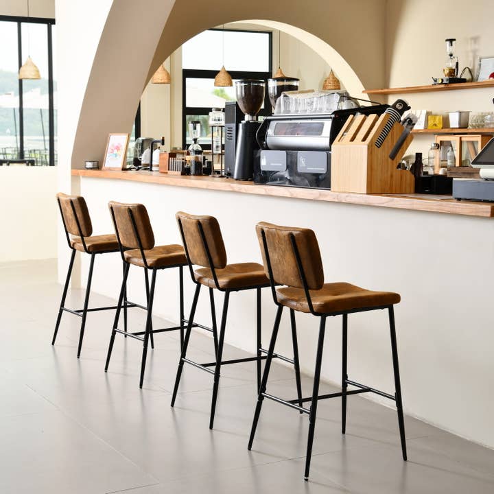 39F Inc. - Wholesale Stool - 26.7in Suede Brown Barstools with Metal Frame3