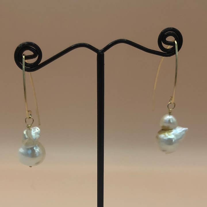 14K gold-filled and baroque pearl earrings for wholesale by Penelope Plum Designs