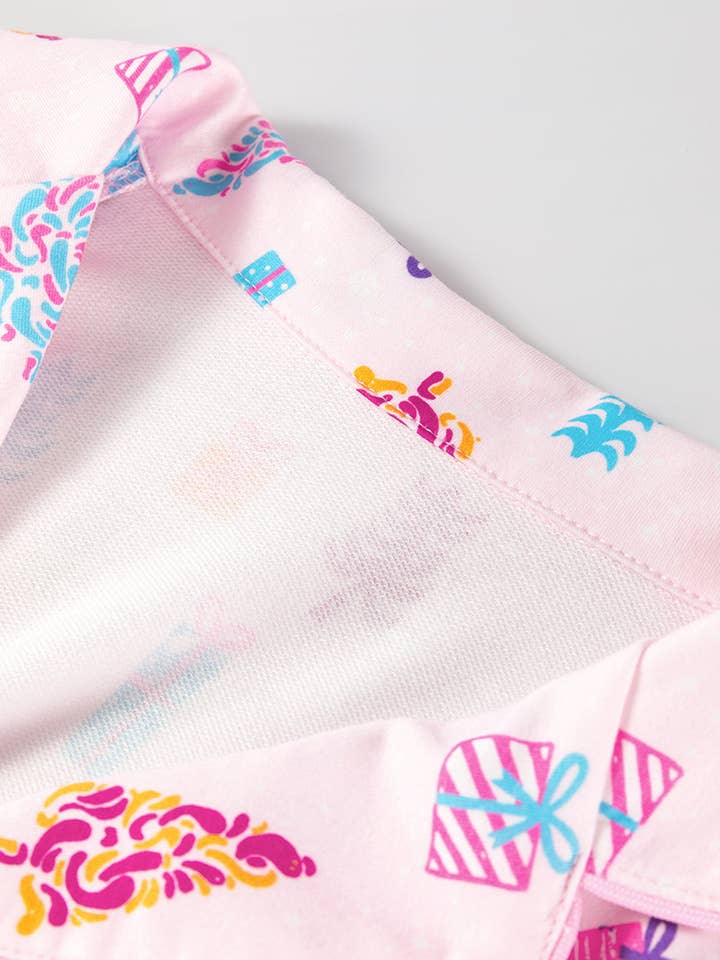 Pink FB Christmas Tree Buttoned Shirt Sleep Dress for wholesale on Faire2