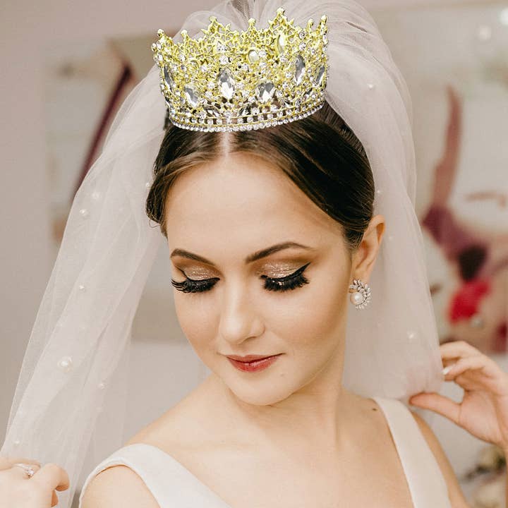 Sensibling Corp. – Großhandel Tiara – Damen – Marquise-Diadem mit Tropfenmuster und Blattdetail in Tropfenform