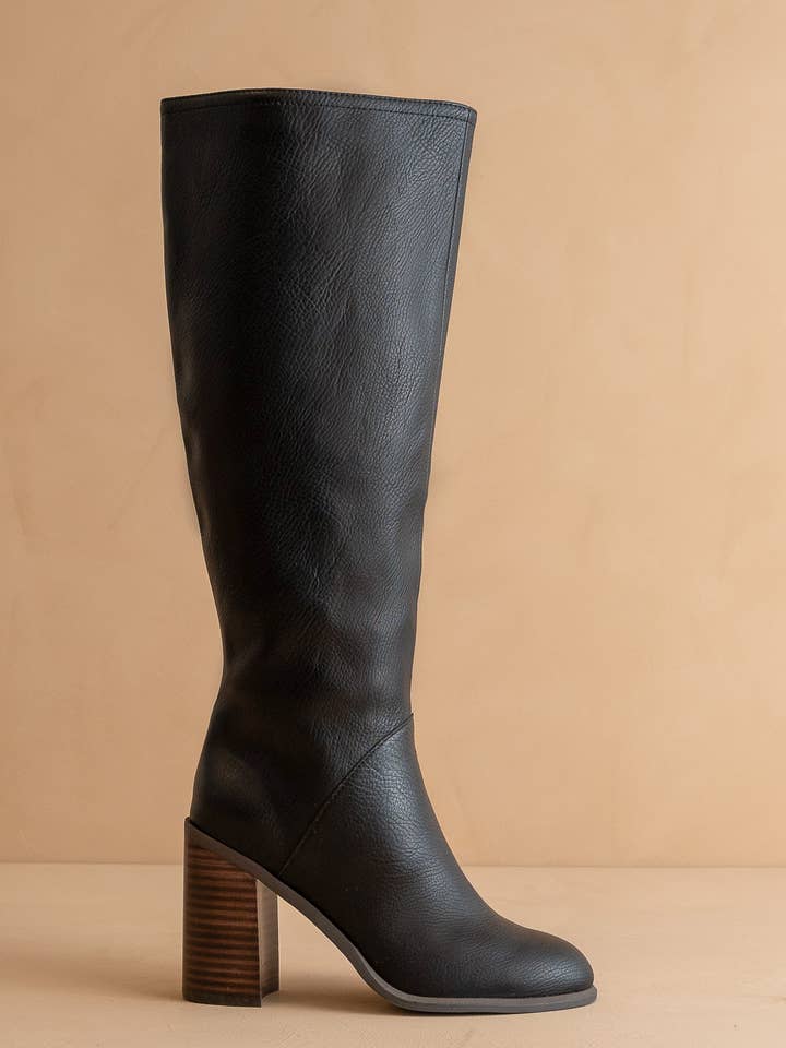 The Shiloh | Black Knee High Block Heel Boot for wholesale on Faire