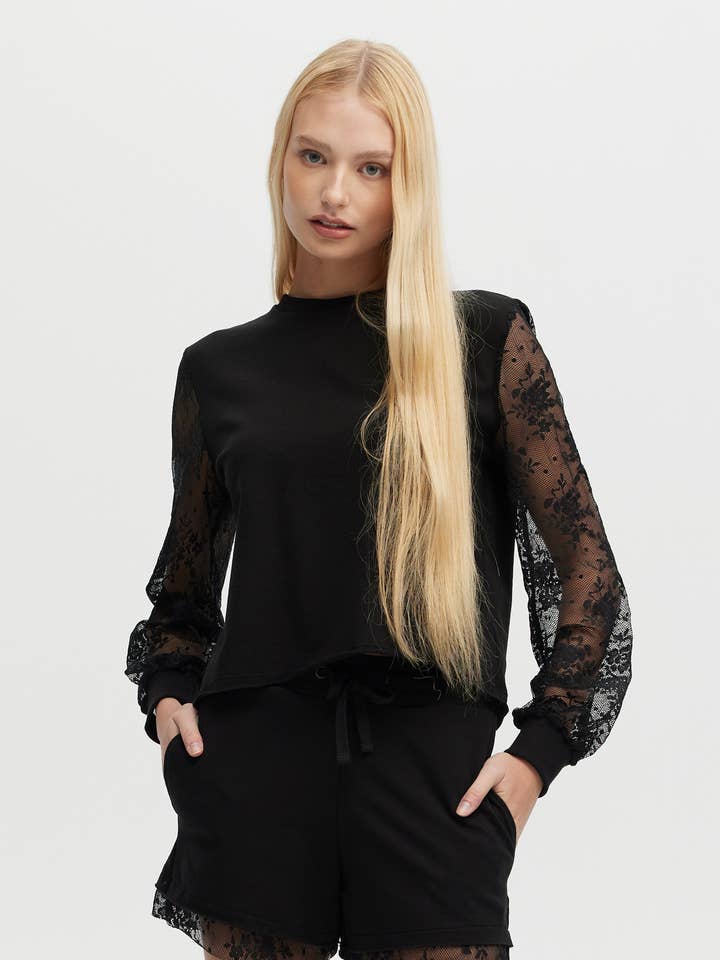 KAYLA LACE - Lounge Balloon Sleeve Top for wholesale by CHRLDR