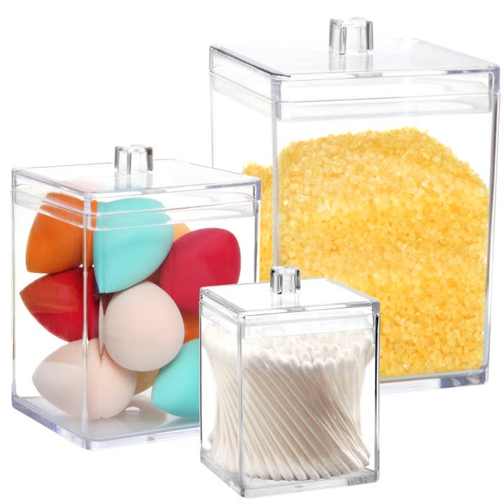 Youngever Lot de 3 pots d'apothicaire carrés en plastique 15 oz 30 oz 60 oz pour la vente par Youngever