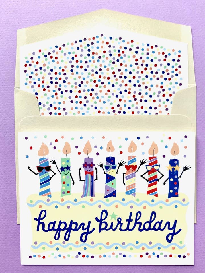 Cool Candles - Set di 10 biglietti per compleanno, colore: Giallo per la vendita all'ingrosso da parte di Mighty Violet Design