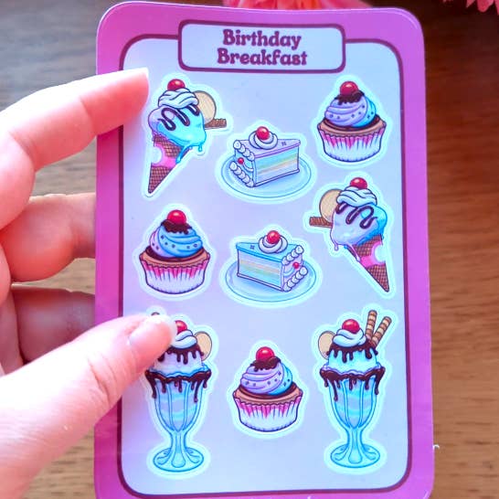Birthday Breakfast - Sticker Sheet for wholesale by Pink Brownie