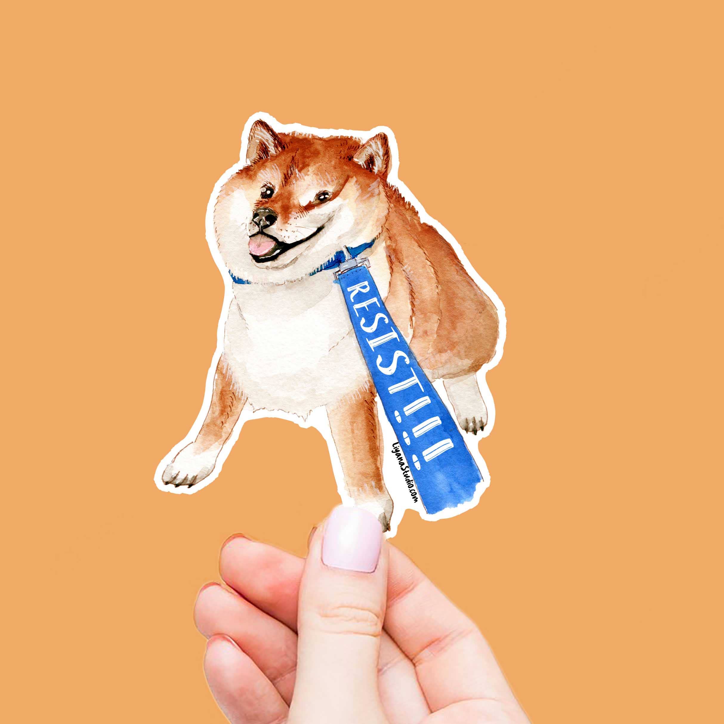 Liyana Studio - Wholesale Sticker - Shiba Inu Dog Resist - Funny Vinyl Sticker