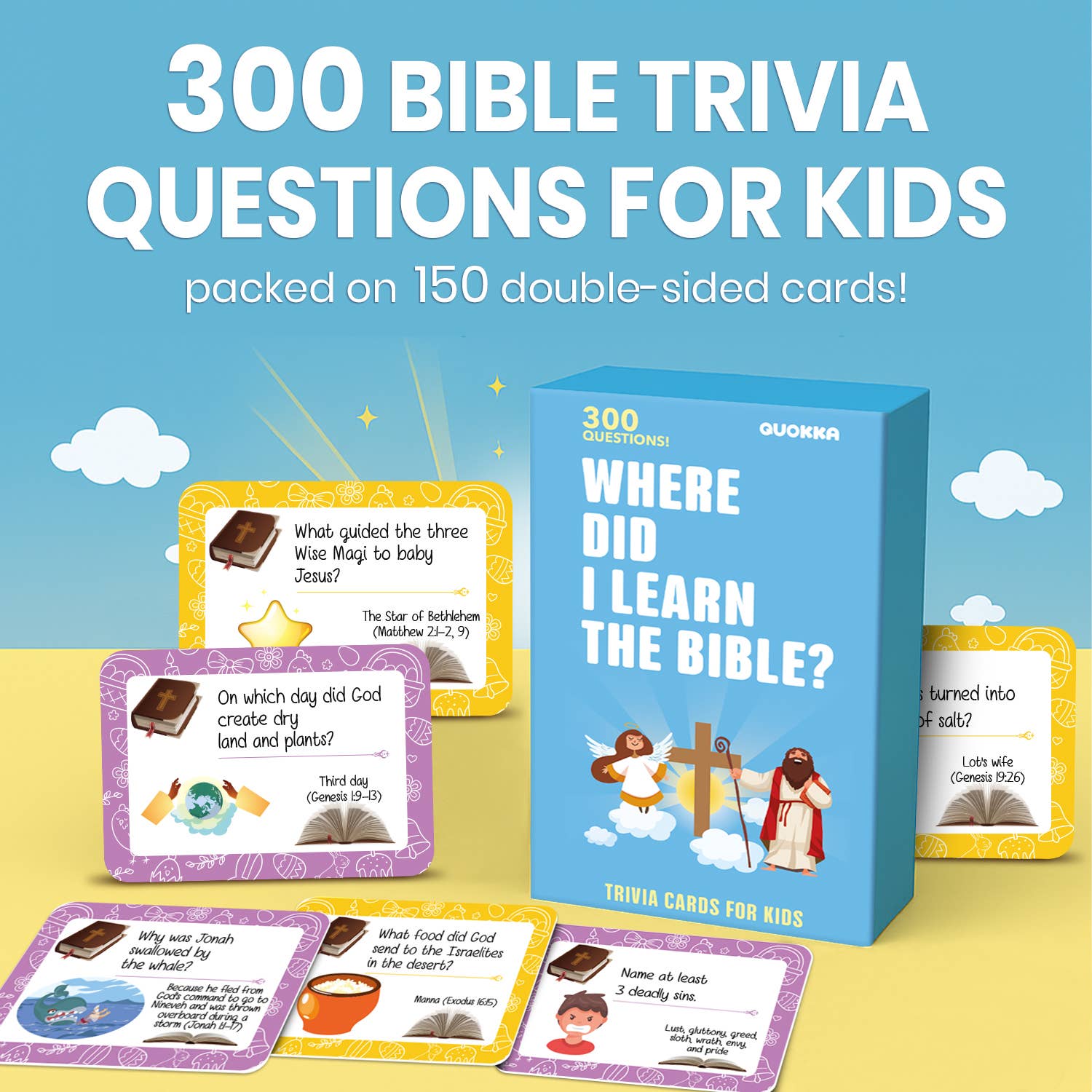 QUOKKA - Wholesale Card Game - Bible Trivia Game - 300 Engaging Questions for Kids & Families1
