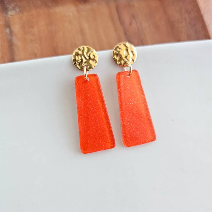 Spiffy & Splendid - Wholesale Dangle Earrings - Mia Mini Earrings - Orange Glitter // Jewelry, Game Day4