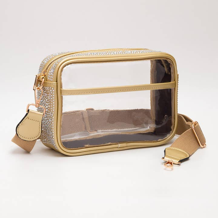 Sensibling Corp. - Wholesale Crossbody Bag - Women's - Bling Studded Faux Leather Transparent Rectangle Crossbody Bag11