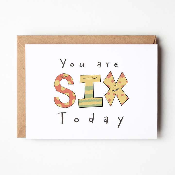 "You Are 6 Today" Milestone Birthday Card – Cute Hand-Drawn Monster Design for wholesale by Richard Darani