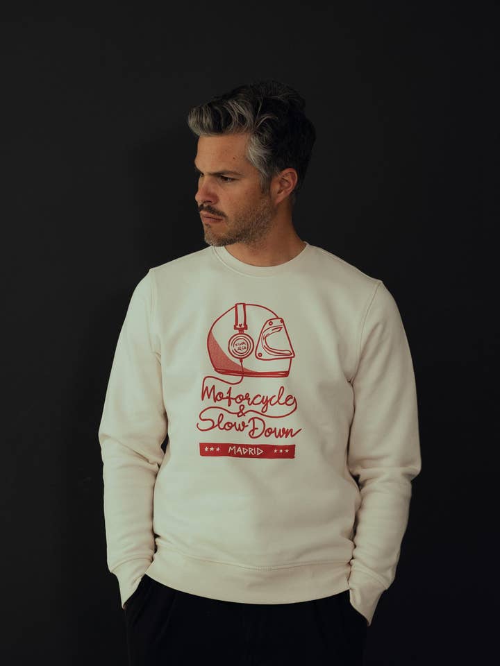 Hoodie - Moto Vintage White & Slow Down por atacado de FIKANDCO
