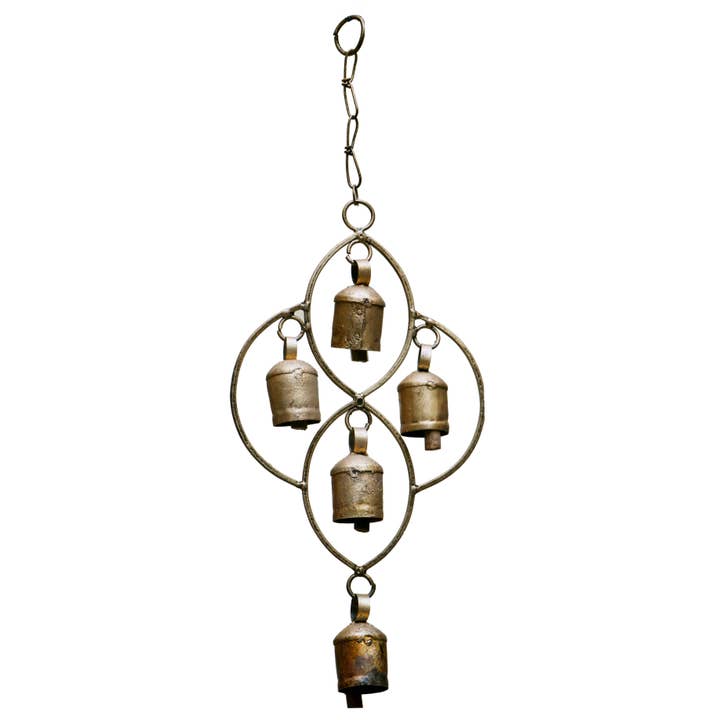 Iron Bell Chimes - Quatrefoil 6"x15" for wholesale by Jafsons International