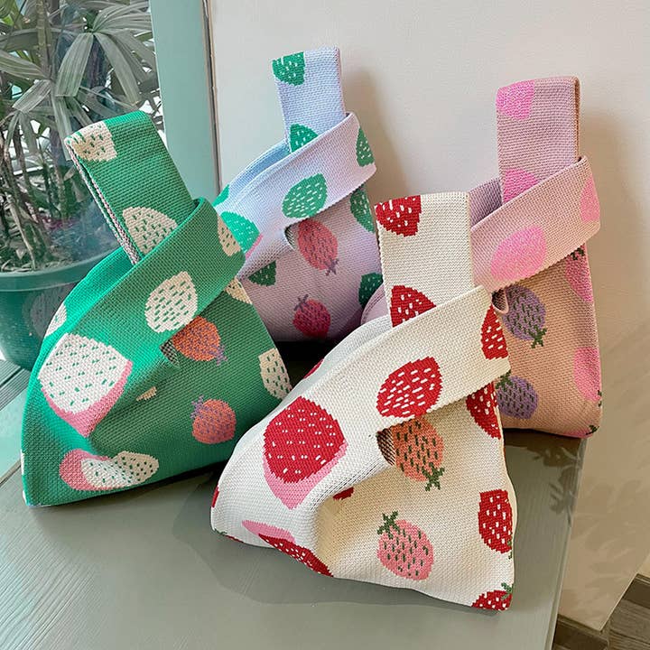 ACCITY - Wholesale Tote Bag - Women's - VERSATILE CUTE STRAWBERRY KNITTED HANDBAG_CWAB3226