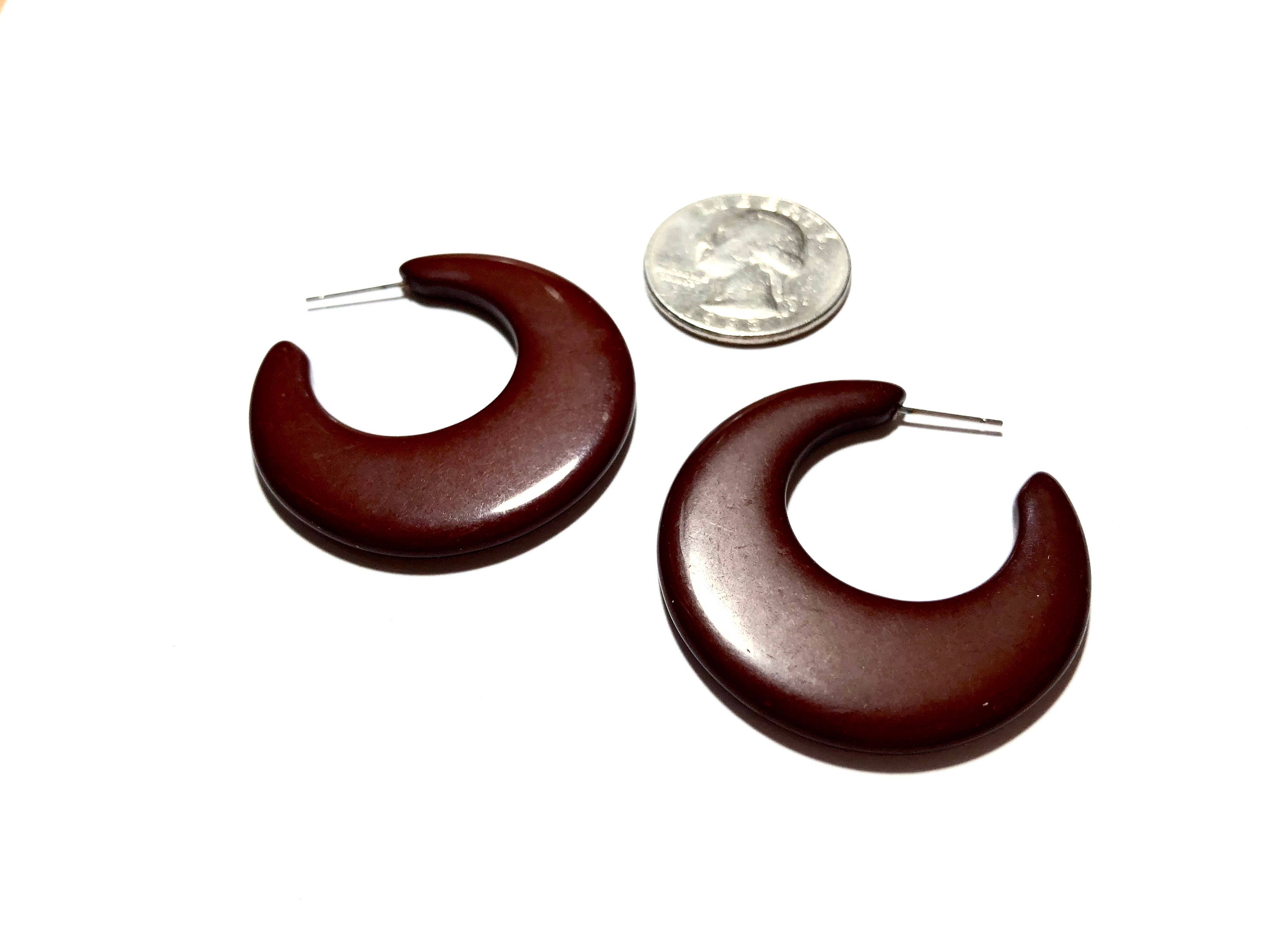 Leetie Lovendale - Wholesale Hoop Earrings - Brown Mod Go Go Lucite Hoop Earrings3