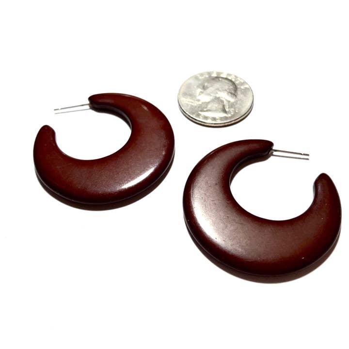 Leetie Lovendale - Wholesale Hoop Earrings - Brown Mod Go Go Lucite Hoop Earrings3