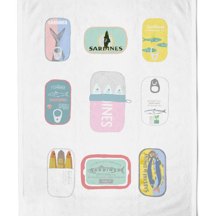 Sardines - 48 x 70cm Cotton Tea Towel for wholesale by Olive and Clive