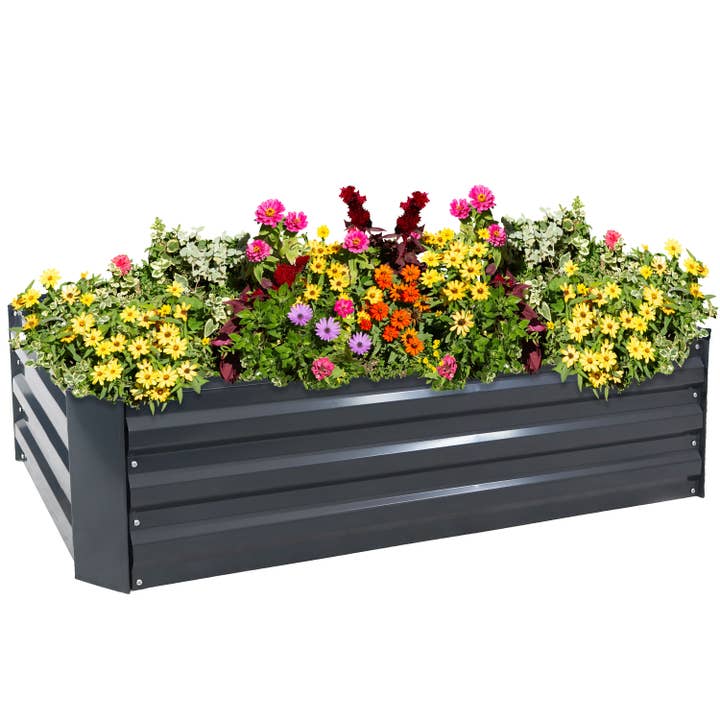 Sunnydaze Decor - Wholesale Planter Box - Sunnydaze Steel Garden Beds - 48" L x 11.75" H - Gray - 2pc