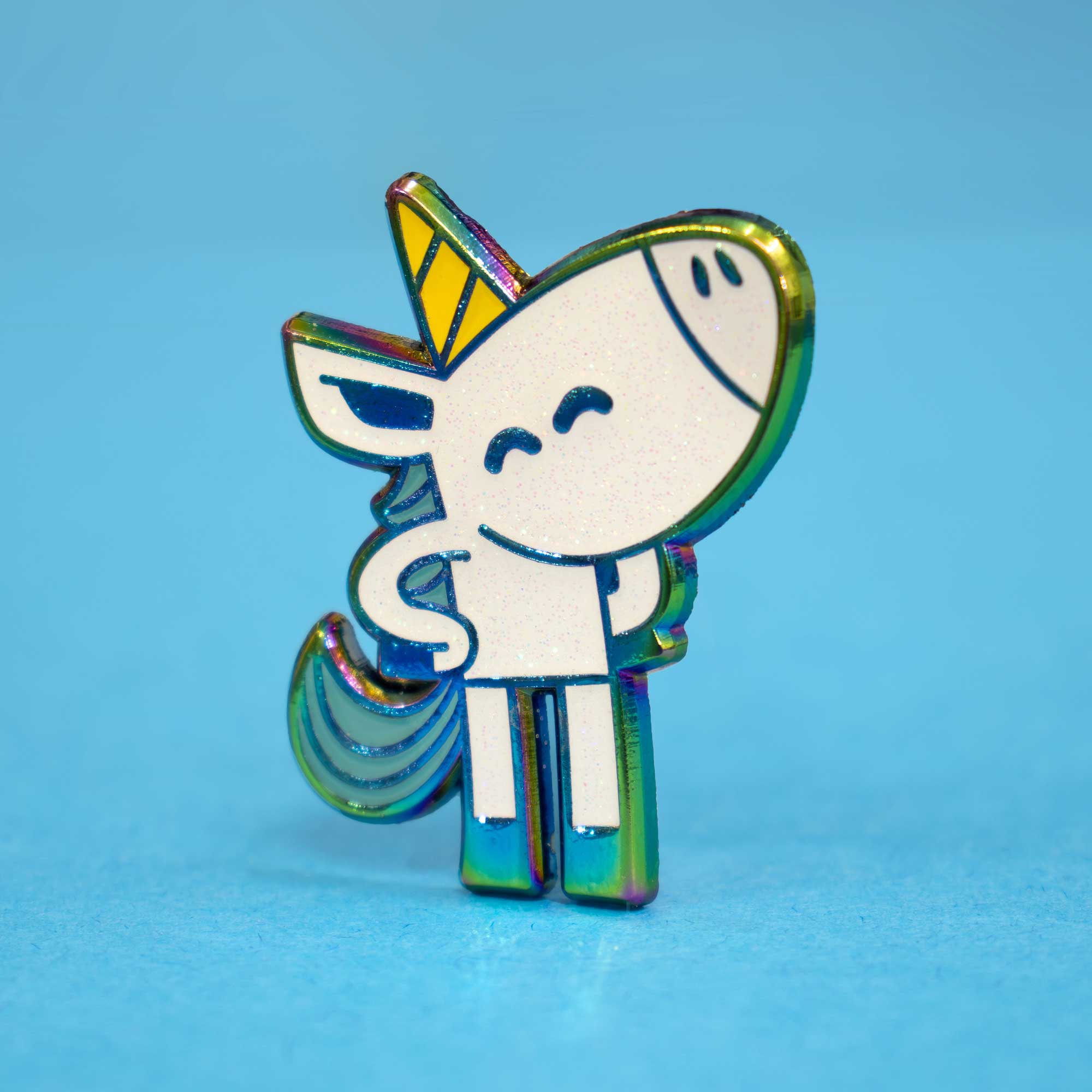 Hi, Hello There - Wholesale Lapel Pin/Button - Happy Unicorn | Glitter Rainbow Enamel Pin1