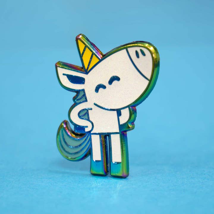 Hi, Hello There - Wholesale Lapel Pin/Button - Happy Unicorn | Glitter Rainbow Enamel Pin1