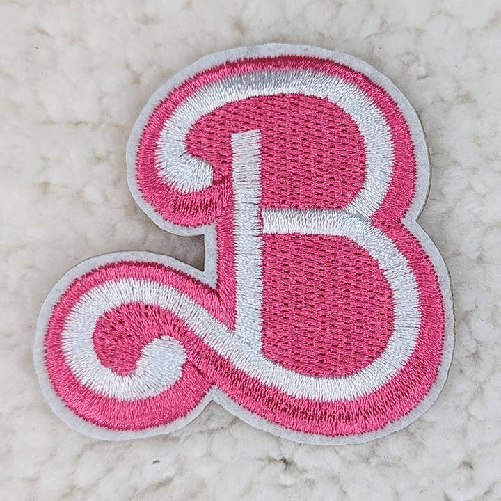 Barbie "B" Embroidered HAT/POCKET Patch for wholesale by Trendy Transfers