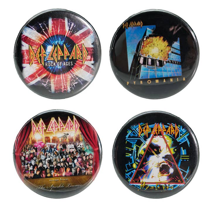 Def Leppard 4 Piece Button Pack Button for wholesale by Rockabilia