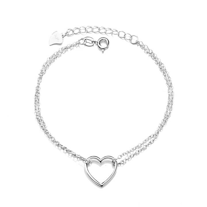 14K White Gold Strand Heart Bracelet for wholesale by Amy and Annette