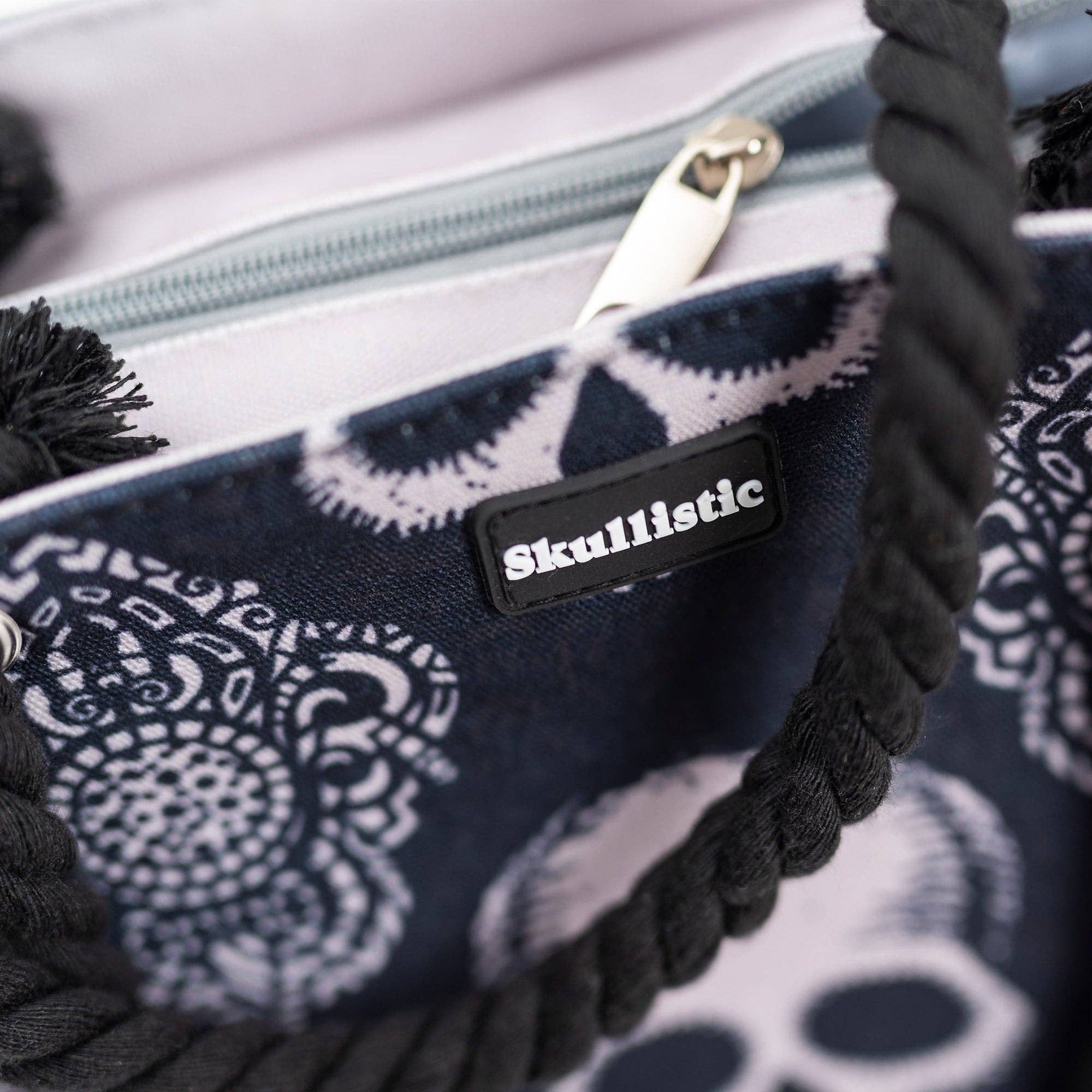 Zapps Clothing - Wholesale Beach Bag - Skullistic Gothic Black Skull Shoulder Beach Bag2